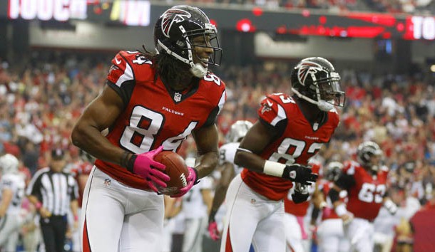 Former Atlanta great Roddy White (84) had some choice words for former Falcons' OC Kyle Shanahan. (Josh D. Weiss-US PRESSWIRE)