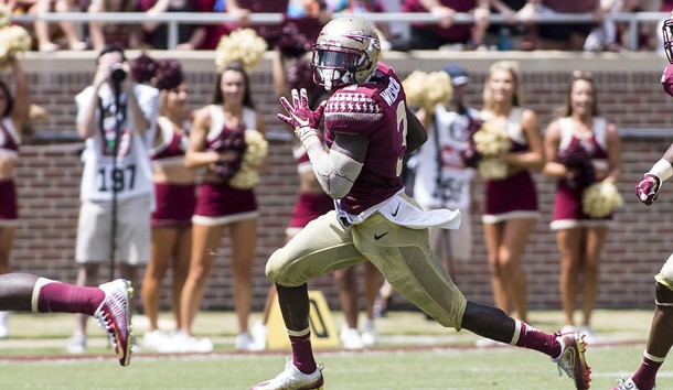 Sep 10, 2016; Tallahassee, FL, USA; Florida State Seminoles wide receiver Jesus Wilson (3) returns a punt for a first half touchdown against Charleston Southern at Doak Campbell Stadium. Photo Credit: Glenn Beil-USA TODAY Sports