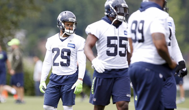 Jun 13, 2017; Renton, WA, USA; Seattle Seahawks free safety Earl Thomas (29) watches during a minicamp practice at the Virginia Mason Athletic Center. Photo Credit: Joe Nicholson-USA TODAY Sports