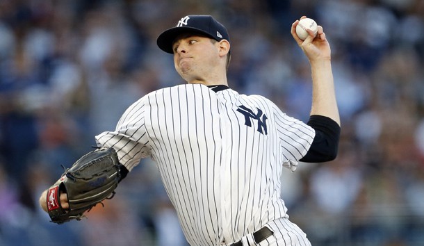 Jun 9, 2017; Bronx, NY, USA; New York Yankees starting pitcher Jordan Montgomery (47) pitches against the Baltimore Orioles during the first inning at Yankee Stadium. Photo Credit: Adam Hunger-USA TODAY Sports