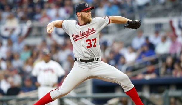 Apr 20, 2017; Atlanta, GA, USA; Washington Nationals starting pitcher Stephen Strasburg (37) throws a pitch against the Atlanta Braves in the first inning at SunTrust Park. Photo Credit: Brett Davis-USA TODAY Sports