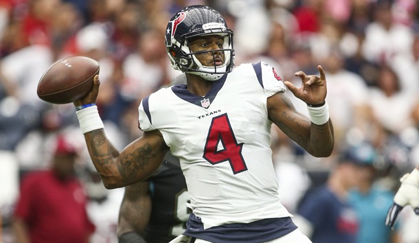 Sep 10, 2017; Houston, TX, USA; Houston Texans quarterback Deshaun Watson (4) attempts a pass during the fourth quarter against the Jacksonville Jaguars at NRG Stadium. Photo Credit: Troy Taormina-USA TODAY Sports