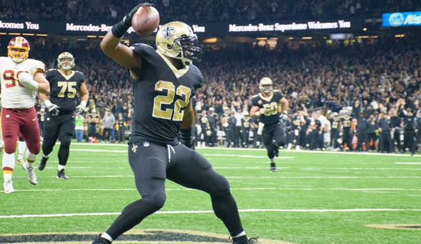 Nov 19, 2017; New Orleans, LA, USA; New Orleans Saints running back Mark Ingram after scoring a touchdown against the Washington Redskins in the NFL game at the Mercedes-Benz Superdome. Photo Credit: Scott Clause/Daily Advertiser via USA TODAY Sports