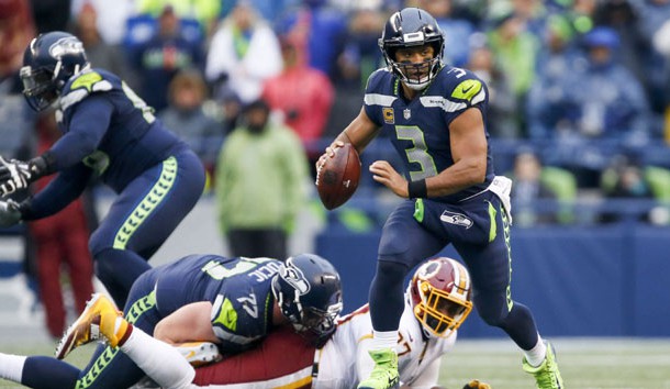 Nov 5, 2017; Seattle, WA, USA; Seattle Seahawks quarterback Russell Wilson (3) scrambles against the Washington Redskins during the third quarter at CenturyLink Field. Photo Credit: Joe Nicholson-USA TODAY Sports