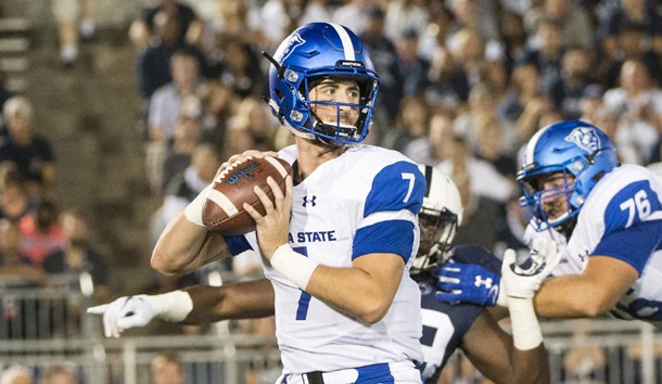 Sep 16, 2017; University Park, PA, USA; Georgia State Panthers quarterback Conner Manning (7) looks to throw the ball against the Penn State Nittany Lions during the first quarter at Beaver Stadium. Photo Credit: Gregory J. Fisher-USA TODAY Sports