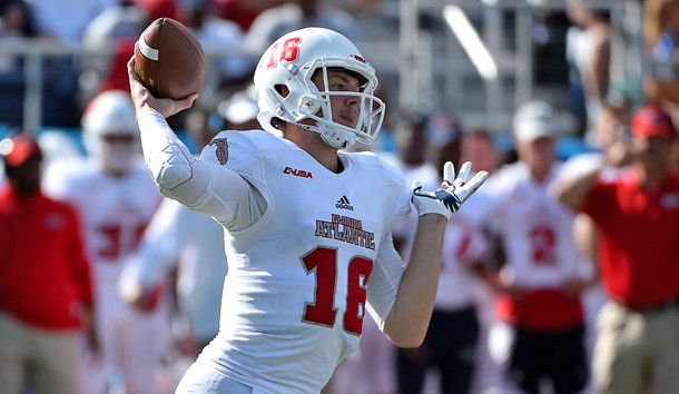 Dec 2, 2017; Boca Raton, FL, USA; Florida Atlantic Owls quarterback Jason Driskel (16) attempts a pass against the North Texas Mean Green during the second half at FAU Football Stadium. Photo Credit: Jasen Vinlove-USA TODAY Sports
