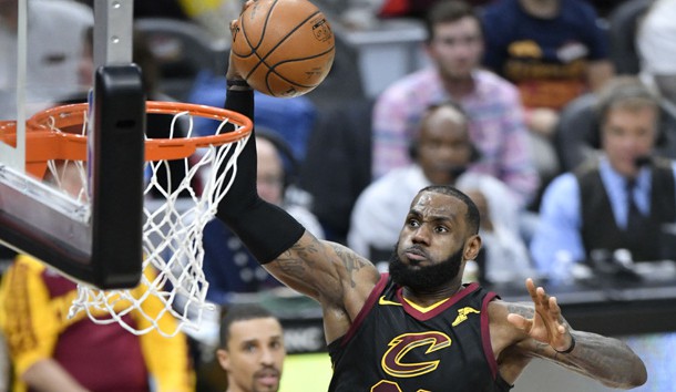 Dec 6, 2017; Cleveland, OH, USA; Cleveland Cavaliers forward LeBron James (23) drives to the basket against the Sacramento Kings in the second quarter at Quicken Loans Arena. Photo Credit: David Richard-USA TODAY Sports