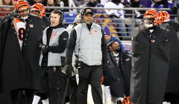 Dec 31, 2017; Baltimore, MD, USA; Cincinnati Bengals head coach Marvin Lewis on the sidelines during the game against the Baltimore Ravens at M&T Bank Stadium. Photo Credit: Mitch Stringer-USA TODAY Sports