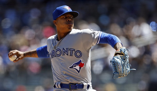 Apr 21, 2018; Bronx, NY, USA; Toronto Blue Jays starting pitcher Marcus Stroman (6) pitches against the New York Yankees during the third inning at Yankee Stadium. Photo Credit: Adam Hunger-USA TODAY Sports