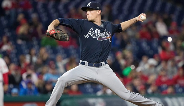 Apr 27, 2018; Philadelphia, PA, USA; Atlanta Braves pitcher Max Fried (54) pitches against the Philadelphia Phillies during the fifth inning at Citizens Bank Park. Photo Credit: Bill Streicher-USA TODAY Sports