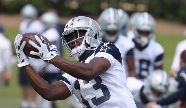 May 23, 2018; Frisco, TX, USA; Dallas Cowboys receiver Michael Gallup (13) during organized team activities at Dallas Cowboys headquarters at The Star. Photo Credit: Matthew Emmons-USA TODAY Sports