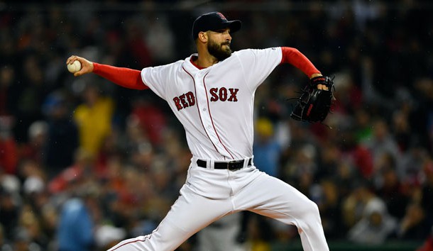 Apr 12, 2018; Boston, MA, USA; Boston Red Sox starting pitcher Rick Porcello (22) throws a pitch against the New York Yankees in the first inning at Fenway Park. Photo Credit: Brian Fluharty-USA TODAY Sports