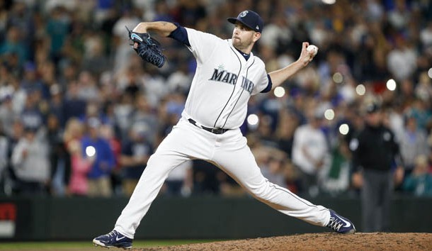 May 19, 2018; Seattle, WA, USA; Seattle Mariners starting pitcher James Paxton (65) throws against the Detroit Tigers during the ninth inning at Safeco Field. Photo Credit: Joe Nicholson-USA TODAY Sports