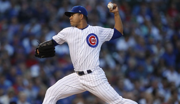 Jun 6, 2018; Chicago, IL, USA; Chicago Cubs starting pitcher Jose Quintana (62) pitches against the Philadelphia Phillies during the second inning at Wrigley Field. Photo Credit: Jim Young-USA TODAY Sports