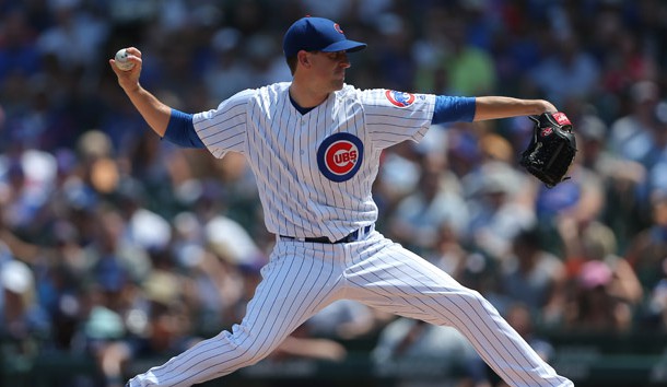 Aug 4, 2018; Chicago, IL, USA; Chicago Cubs starting pitcher Kyle Hendricks (28) throws a pitch during the first inning against the San Diego Padres at Wrigley Field. Photo Credit: Dennis Wierzbicki-USA TODAY Sports