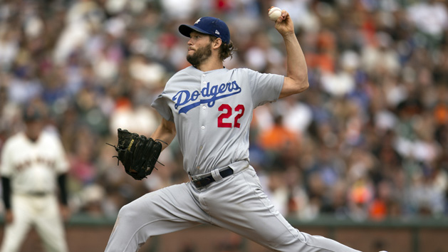 Sep 29 2018 San Francisco CA USA Los Angeles Dodgers starting pitcher Clayton Kershaw delivers against the San Francisco Giants during the fourth inning of a Major League Baseball game at AT&T Park
