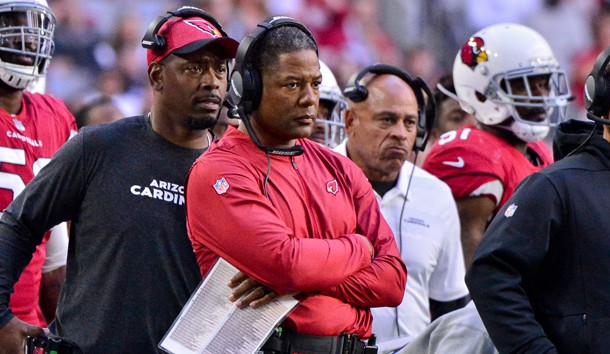 Dec 23, 2018; Glendale, AZ, USA; Arizona Cardinals head coach Steve Wilks looks on during the first half against the Los Angeles Rams at State Farm Stadium. Photo Credit: Matt Kartozian-USA TODAY Sports
