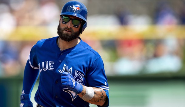 Mar 15, 2019; Clearwater, FL, USA; Toronto Blue Jays outfielder Kevin Pillar (11) rounds second base after hitting a solo home run during the sixth inning against the Philadelphia Phillies at Spectrum Field. Photo Credit: Douglas DeFelice-USA TODAY Sports
