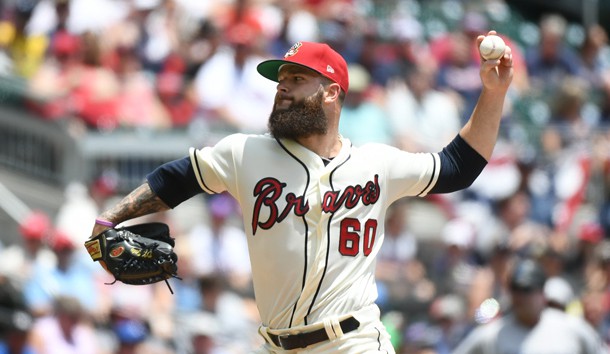 Jul 7, 2019; Cumberland, GA, USA; Atlanta Braves starting pitcher Dallas Keuchel (60) pitches against the Miami Marlins at SunTrust Park. Photo Credit: Adam Hagy-USA TODAY Sports
