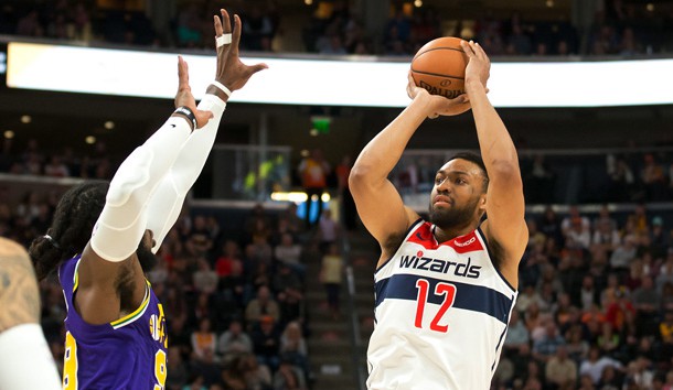 Mar 29, 2019; Salt Lake City, UT, USA; Washington Wizards forward Jabari Parker (12) shoots the ball against Utah Jazz forward Jae Crowder (99) during the first half at Vivint Smart Home Arena. Photo Credit: Russ Isabella-USA TODAY Sports