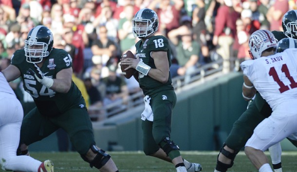 Connor Cook (18) is one of the leaders on a good Michigan State team. (Richard Mackson-USA TODAY Sports)