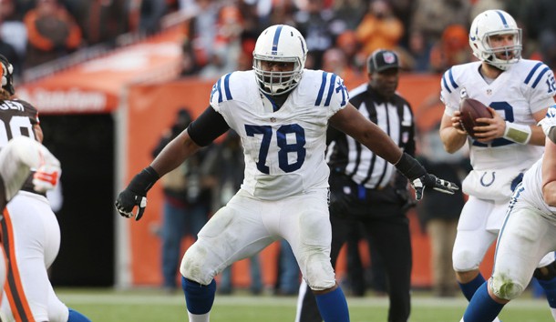 Gosder Cherilus (78) was cut by the Colts. (Ron Schwane-USA TODAY Sports)