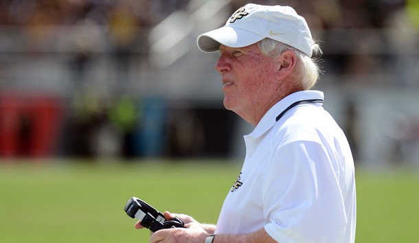 Oct 24, 2015; Orlando, FL, USA;UCF Knights head coach George O'Leary  in the first half against the Houston Cougars at Bright House Networks Stadium. Mandatory Credit: Jonathan Dyer-USA TODAY Sports
