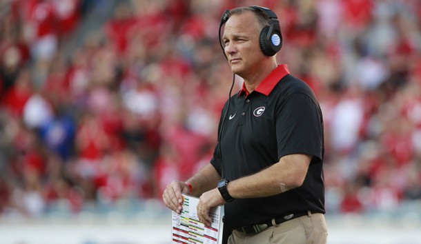 Oct 31, 2015; Jacksonville, FL, USA; Georgia Bulldogs head coach Mark Richt looks on against the Florida Gators during the second half at EverBank Stadium. Florida Gators defeated the Georgia Bulldogs 27-3. Mandatory Credit: Kim Klement-USA TODAY Sports