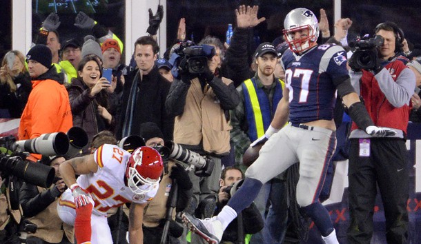 Stopping Rob Gronkowski (87) can be frustrating. Photo Credit: Robert Deutsch-USA TODAY Sports
