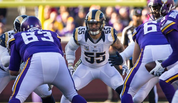 James Laurinaitis (55) could be a nice addition to a team this offseason. Photo Credit: Brace Hemmelgarn-USA TODAY Sports