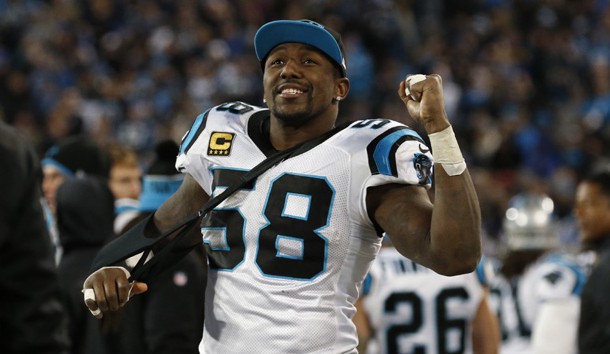 Thomas Davis (58) participated in Thursday morning's practice. Photo Credit: Jason Getz-USA TODAY Sports