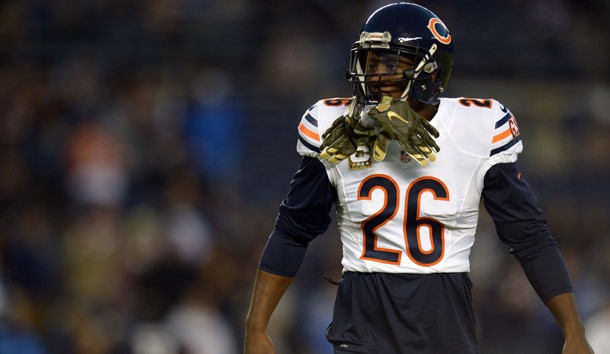 Nov 9, 2015; San Diego, CA, USA; Chicago Bears strong safety Antrel Rolle (26) looks on before the game against the San Diego Chargers at Qualcomm Stadium. Mandatory Credit: Jake Roth-USA TODAY Sports