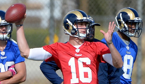Jared Goff (16) during rookie minicamp at River Ridge Fields.  Photo Credit: Jayne Kamin-Oncea-USA TODAY Sports