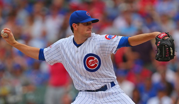 May 28, 2016; Chicago, IL, USA; Chicago Cubs starting pitcher Kyle Hendricks (28) delivers a pitch during the first inning against the Philadelphia Phillies at Wrigley Field. Photo Credit: Dennis Wierzbicki-USA TODAY Sports