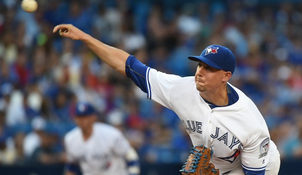 Jul 25, 2016; Toronto, Ontario, CAN; Toronto Blue Jays starting pitcher Aaron Sanchez (41) delivers a pitch against San Diego Padres at Rogers Centre. Photo Credit: Dan Hamilton-USA TODAY Sports