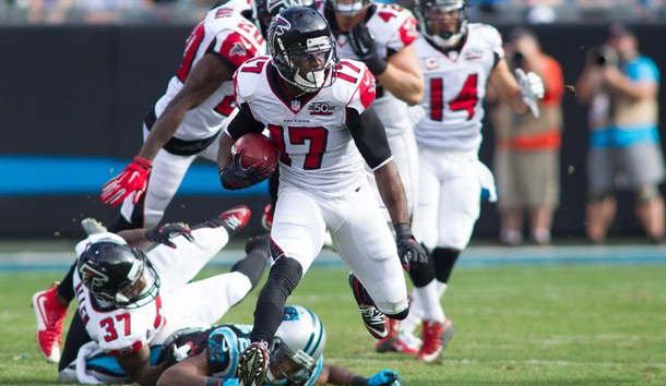 Dec 13, 2015; Charlotte, NC, USA; Atlanta Falcons wide receiver Devin Hester (17) returns a punt during the second quarter against the Carolina Panthers at Bank of America Stadium. Photo Credit: Jeremy Brevard-USA TODAY Sports