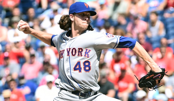 Jul 17, 2016; Philadelphia, PA, USA; New York Mets starting pitcher Jacob deGrom (48) throws a pitch during the eighth inning against the Philadelphia Phillies at Citizens Bank Park. The Mets defeated the Phillies, 5-0. Photo Credit: Eric Hartline-USA TODAY Sports