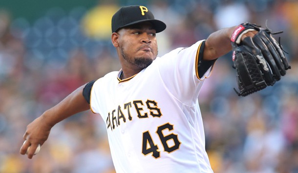 Aug 23, 2016; Pittsburgh, PA, USA;  Pittsburgh Pirates starting pitcher Ivan Nova (46) delivers a pitch against the Houston Astros during the first inning at PNC Park. Photo Credit: Charles LeClaire-USA TODAY Sports
