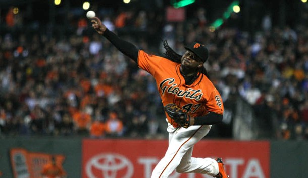 Aug 19, 2016; San Francisco, CA, USA;  San Francisco Giants starting pitcher Johnny Cueto (47) throws to the New York Mets in the third inning of their MLB baseball game at AT&T Park. Photo Credit: Lance Iversen-USA TODAY Sports