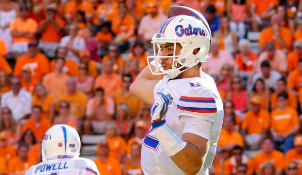 Sep 24, 2016; Knoxville, TN, USA; Florida Gators quarterback Austin Appleby (12) passes the ball against the Tennessee Volunteers during the second quarter at Neyland Stadium. Photo Credit: Randy Sartin-USA TODAY Sports