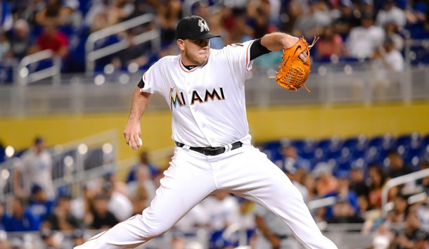 Sep 9, 2016; Miami, FL, USA; Miami Marlins starting pitcher Jose Fernandez (16) delivers a pitch during the first inning against the Los Angeles Dodgers at Marlins Park. Photo Credit: Steve Mitchell-USA TODAY Sports