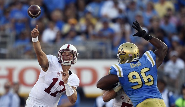 Sep 24, 2016; Pasadena, CA, USA; Stanford Cardinal quarterback Ryan Burns (17) attempts a pass during the first half against the UCLA Bruins at Rose Bowl. Photo Credit: Kelvin Kuo-USA TODAY Sports
