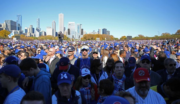 Nov 4, 2016; Chicago, IL, USA;  A general shot of the Chicago Cubs crowd during the World Series victory rally in Grant Park. Photo Credit: Dennis Wierzbicki-USA TODAY Sports