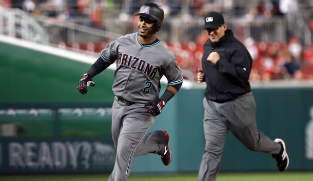 Sep 27, 2016; Washington, DC, USA; Arizona Diamondbacks second baseman Jean Segura (2) rounds the bases after hitting a solo home run against Washington Nationals starting pitcher Max Scherzer (not pictured) in the first inning at Nationals Park. Photo Credit: Geoff Burke-USA TODAY Sports