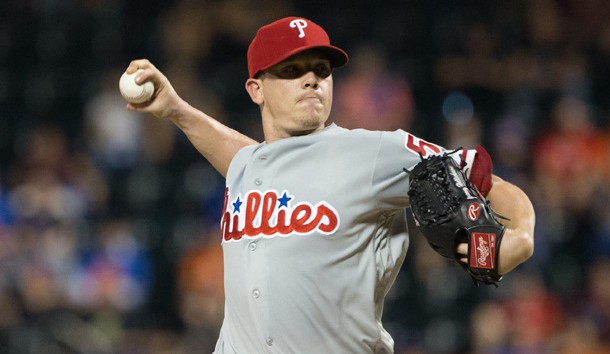 Sep 23, 2016; New York City, NY, USA; Philadelphia Phillies starting pitcher Jeremy Hellickson (58) pitches against the New York Mets during the first inning at Citi Field. Photo Credit: Bill Streicher-USA TODAY Sports