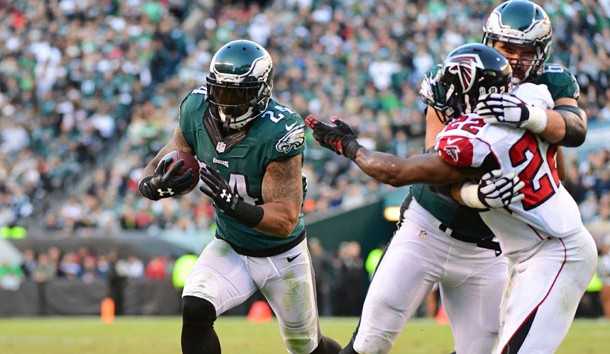 Nov 13, 2016; Philadelphia, PA, USA; Philadelphia Eagles running back Ryan Mathews (24) scores on a 5-yrd touchdown run during the fourth quarter against the Atlanta Falcons at Lincoln Financial Field. The Eagles defeated the Falcons, 24-15. Photo Credit: Eric Hartline-USA TODAY Sports