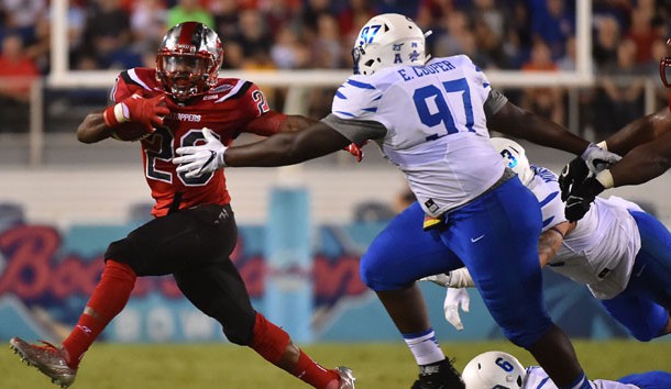 Dec 20, 2016; Boca Raton, FL, USA;  Western Kentucky Hilltoppers running back Anthony Wales (20) runs the ball against the Memphis Tigers during the first half at FAU Stadium. Photo Credit: Jasen Vinlove-USA TODAY Sports