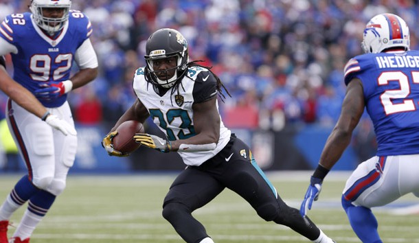 Nov 27, 2016; Orchard Park, NY, USA;  Jacksonville Jaguars running back Chris Ivory (33) runs the ball during the first half against the Buffalo Bills at New Era Field. Photo Credit: Timothy T. Ludwig-USA TODAY Sports