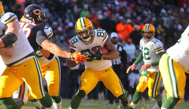 Dec 18, 2016; Chicago, IL, USA; Green Bay Packers running back Ty Montgomery (88) runs for a touchdown during the second half against the Chicago Bears at Soldier Field. Green Bay won 30-27. Photo Credit: Dennis Wierzbicki-USA TODAY Sports