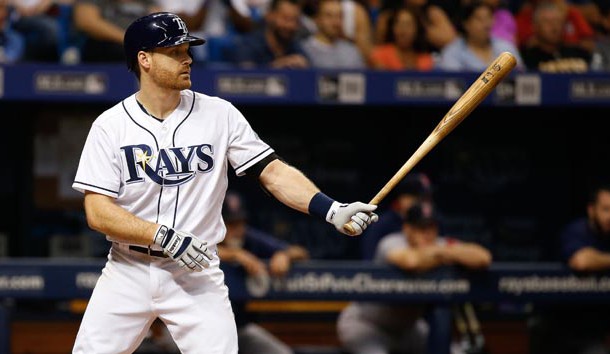 Sep 24, 2016; St. Petersburg, FL, USA; Tampa Bay Rays second baseman Logan Forsythe (11) at bat against the Boston Red Sox at Tropicana Field. Photo Credit: Kim Klement-USA TODAY Sports
